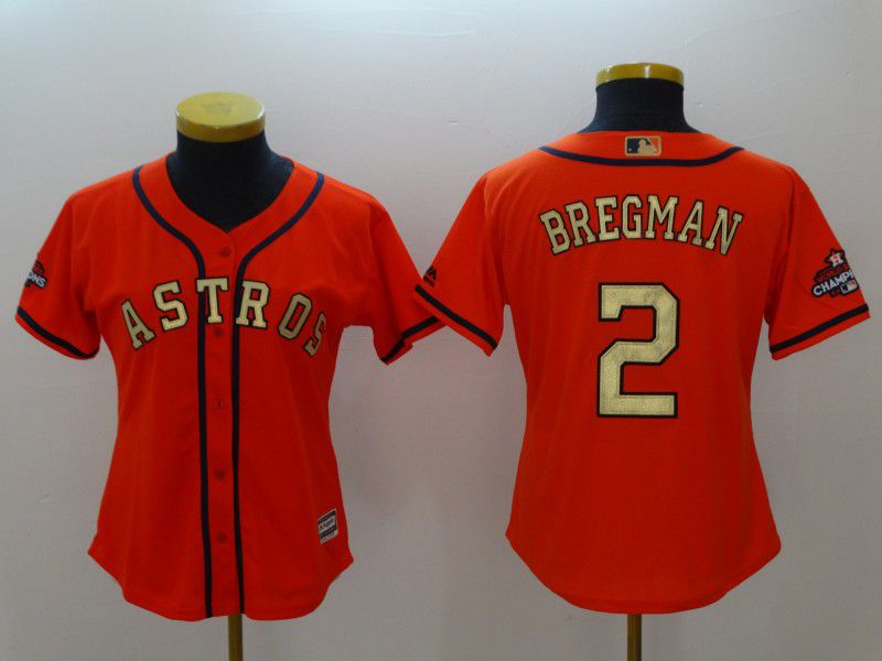 Women Houston Astros #2 Bregman Orange Champion Edition MLB Jerseys